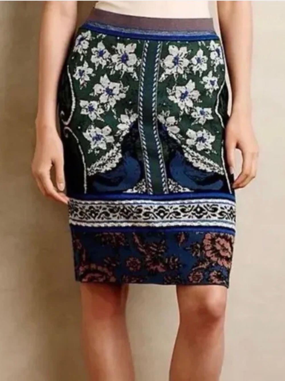 Anthropologie Moth Knit Jacquard Skirt Size Small